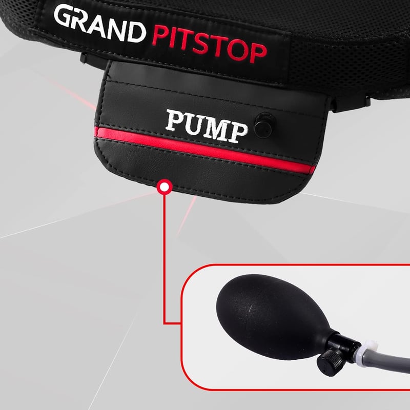 GRAND PITSTOP Motoros Légpárnás Ülés - Kézipumpás Felfújható Üléspárna, Nyomáscsökkentő, Ütéselnyelő Komfort Hosszú Utakra, Mosható