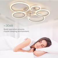 KSIBNW LED Mennyezeti Lámpa Ventilátorral - 70W Dimmelhető Fehér Lámpatest, Távirányítóval és Applikációval, 6 Sebességű Modern Ventilátor N 6