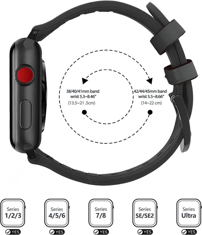 Apple Watch bőrhatású szilikon óraszíj, 1-5 széria iWatch-hoz