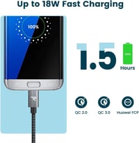 RAMPOW 1m-es Micro USB gyorstöltő kábel, 2db szürke - Felújított 5