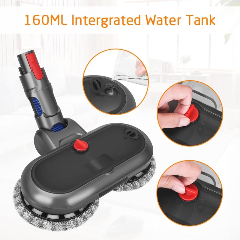 DrRobor Felmosó Adapter Dyson V11 V10 V15 V8 V7 Porszívókhoz - Víztartályos Feltét LED Világítással és 6 Mosható Moptalppal
