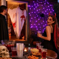 Halloween party set: umjetna krv + vrata dekoracija + 80 LED paukova mreža + 40 čaša + set vraga 1