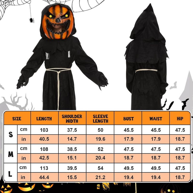 Tökfej jelmez gyerekeknek - Halloween töklámpás kosztüm maszk (L méret)