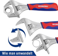 WORKPRO 2 az 1-ben Állítható Villáskulcs és Csőfogó - 42 mm-ig Nyitható, Króm-Vanádium Acél, Csúszásmentes Markolattal, 20 cm 4