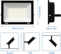 Loyal 50W LED reflektor, 6000K, 5000LM, kültéri, vízálló, fehér 3