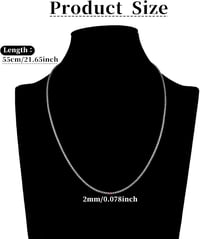 DIVINA VITAE Fekete Rolo Lánc Nyaklánc Férfiaknak és Nőknek, 2mm, 55cm, Rozsdamentes Acél 2