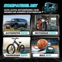 MaxAwe Akkumulátoros Kompresszor Makita 18V kompatibilis - Vezeték Nélküli Pumpa Autókhoz, Motorokhoz, Biciklikhez 7
