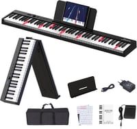OYAYO 88 Billentyűs Összecsukható Digitális Zongora - Félsúlyozott Billentyűk, Bluetooth, MIDI, 128 Ritmus és Hangszín, Kezdőknek 1