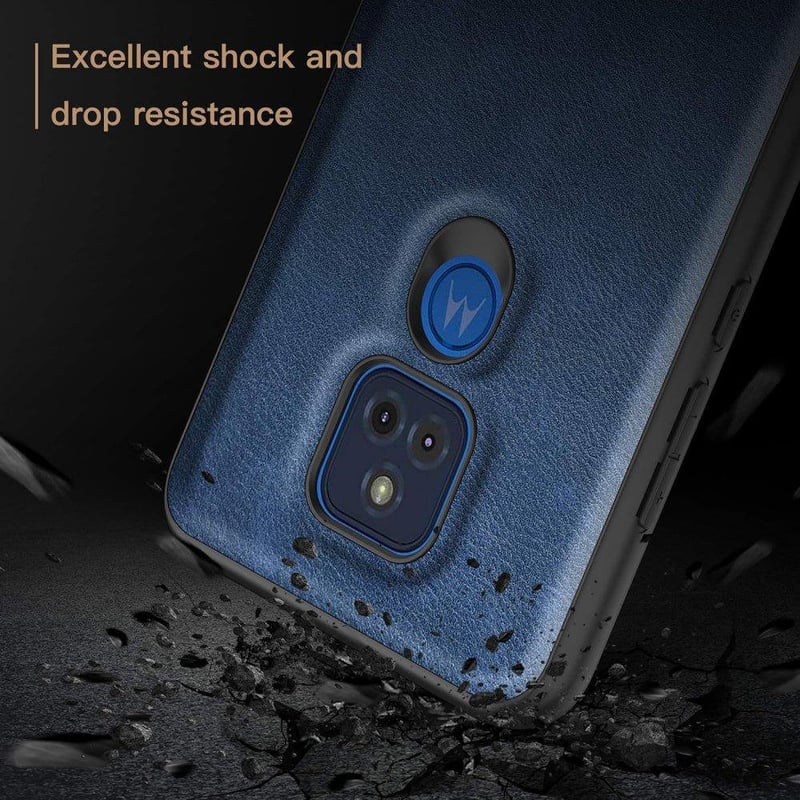 Moto G Play 2021 vékony, kék bőrhatású TPU tok ütésálló védelemmel