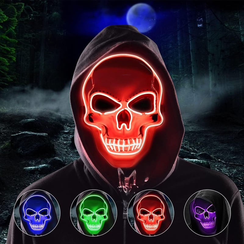 Molbory Piros LED Purge Maszk 3 Világítási Móddal Halloween Partikra