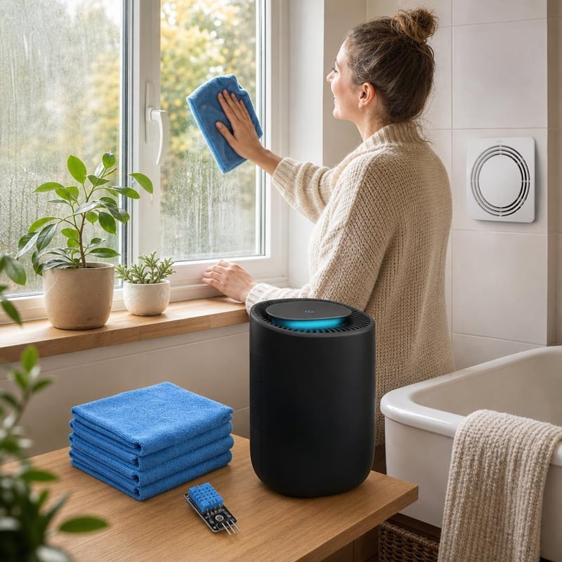 Komplet protiv vlage: 5x senzor vlage + odvlaživač + ventilator + 4x krpa