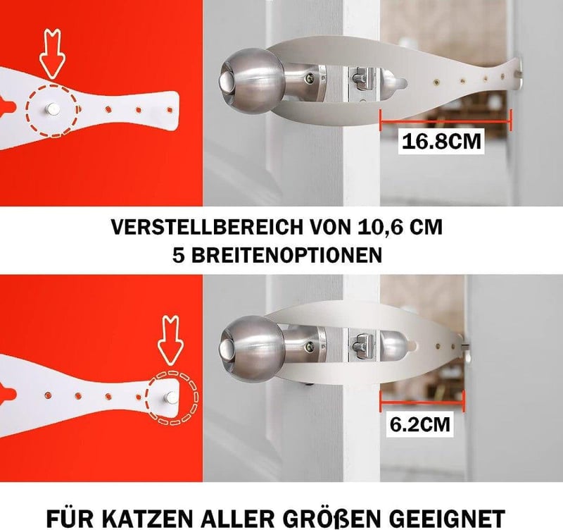 Állítható macskaajtó zár, beszerelés nélkül - Univerzális, fehér