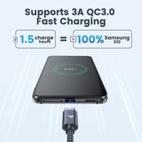 RAMPOW 2m Szürke Fonott USB-A/C Gyorstöltő Kábel - Újracsomagolt 2