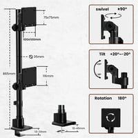 Pro Monitor tartó 2 monitorhoz egymás felett, 24-57 hüvelykes lapos és ívelt képernyőkhöz, 2-27 kg teherbírás karonként, állítható magasság, VES 5