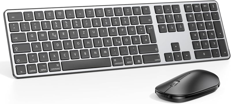 OMOTON Bluetooth Billentyűzet és Egér Mac-hez, Vezeték Nélküli QWERTZ, Szürke - Room grey