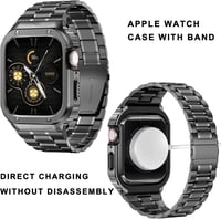 HASLFM Apple Watch 45mm Szíj - Rozsdamentes Acél Fémszíj Védőtokkal, Kompatibilis iWatch Series 9/8/7 Modellekkel, Férfi Órapánt, Szürke

AI 3