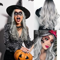 Gótikus Halloween Női Paróka Szett Csipke Maszkkal és Kesztyűvel 7