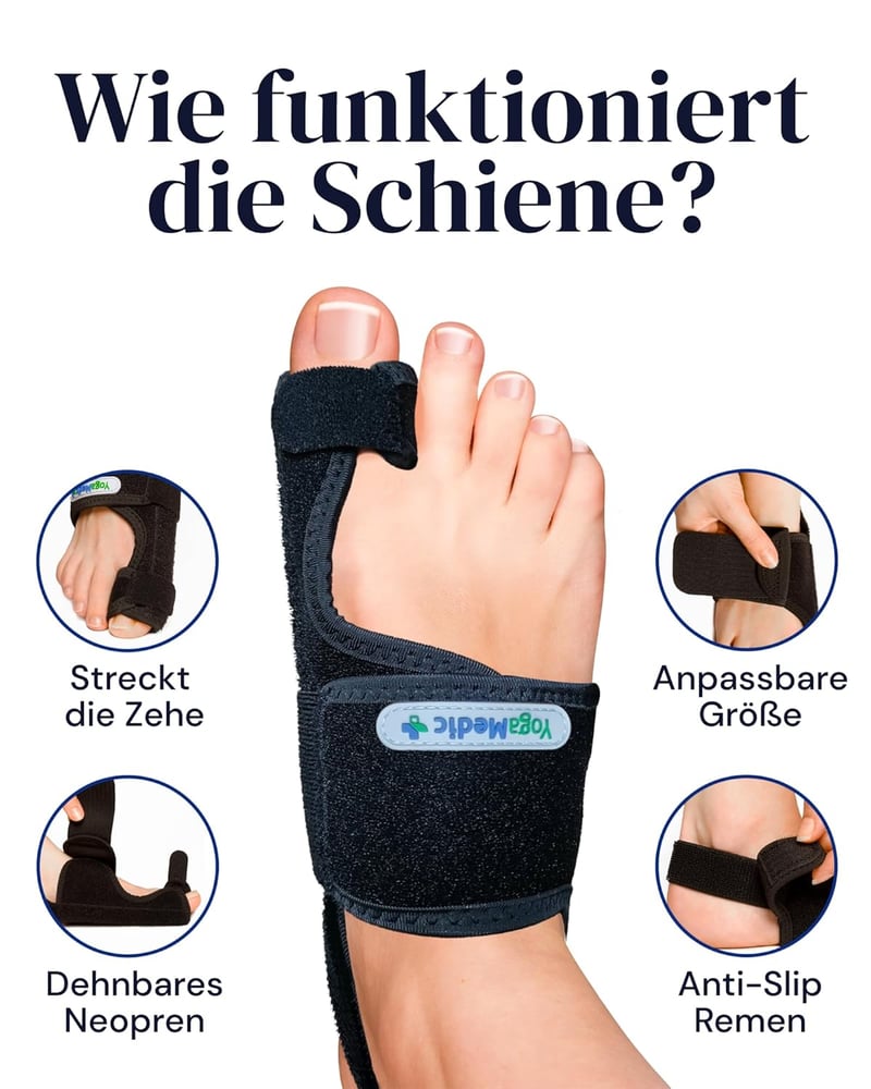 YOGAMEDIC Hallux Valgus korrekciós sín és lábujjelválasztó szett - Univerzális méret, BPA-mentes