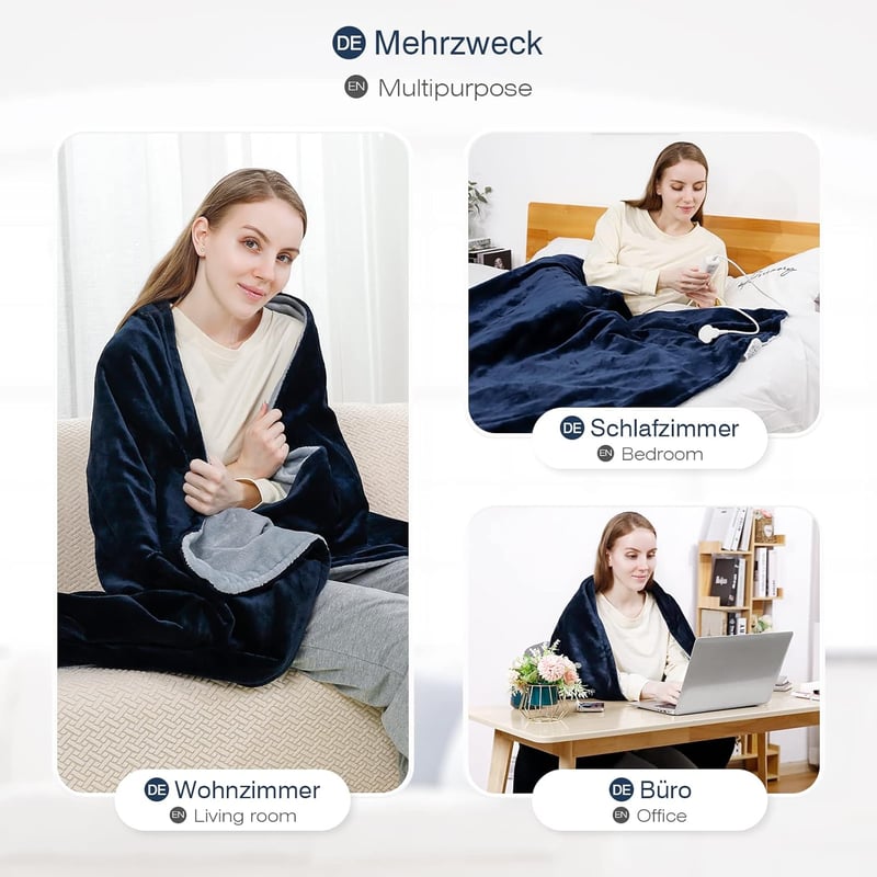 Yorbay XXL elektromos takaró - 180x130 cm, mosható, 10 fokozatú, időzíthető