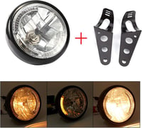 Univerzális 7" sárga LED motorkerékpár fényszóró fekete tartóval, 12V 8