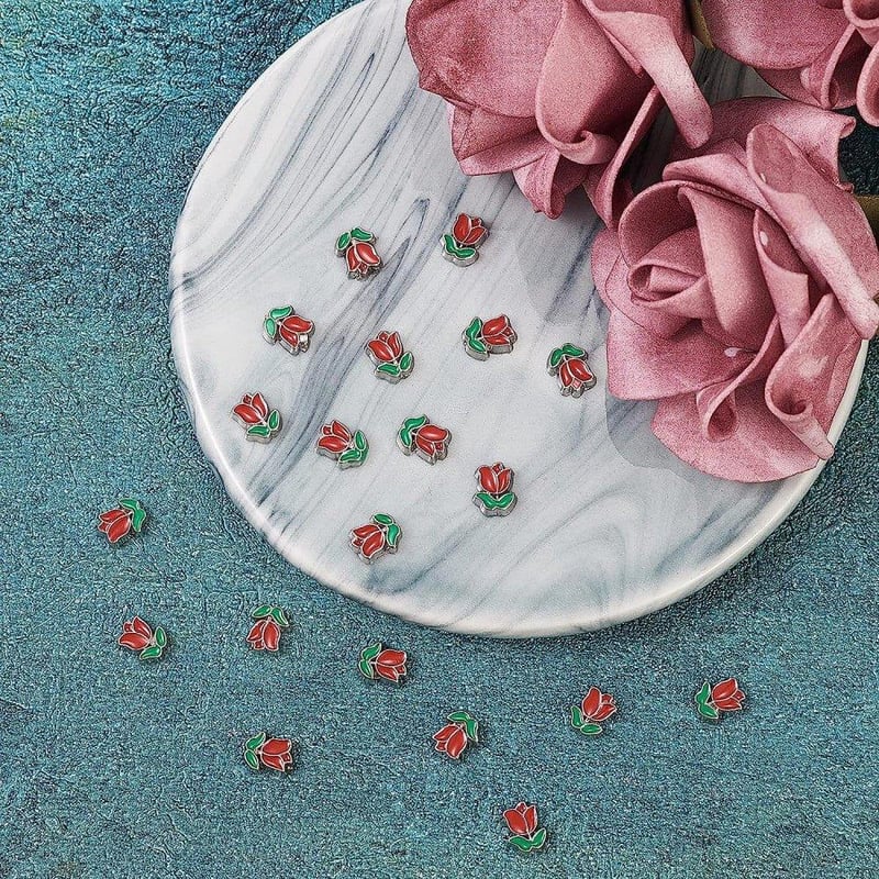 Airssory 20db Zománcozott Tulipán Gyöngy Ékszerkészítéshez 7x6mm