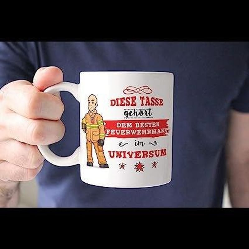 Tűzoltóknak szánt Mugffin bögre német felirattal