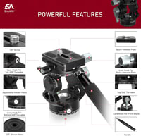 EVUMO Mini Állványfej - Dupla Panoráma 360° Kameraállvány Videófej, 250g Fluid Fej, Arca-Swiss Kompatibilis, DSLR/Kamera/Telefon, 4kg Teherb 2