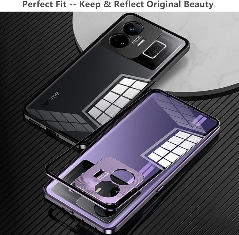 Realme GT 3 Mágneses Tok Lila - Csúszásgátló, Képernyő- és Lencsevédővel
