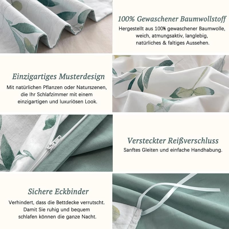 MILDLY növénymintás ágynemű szett 200x200, mosott pamut, öko-tex, allergiásoknak