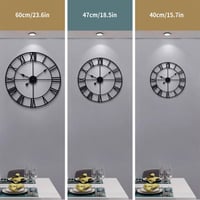 HAITANG Nagyméretű Vintage Fém Falióra - Fekete, Hangtalan, Római Számokkal, 60 cm - Elegáns Dekoráció Nappaliba, Hálószobába, Konyháb 3