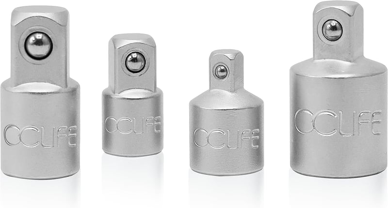 CCLIFE 4 részes dugókulcs adapter készlet - 1/2", 3/8", 1/4" méretű racsnikhoz - króm-vanádium acél - autószereléshez, barkácsoláshoz