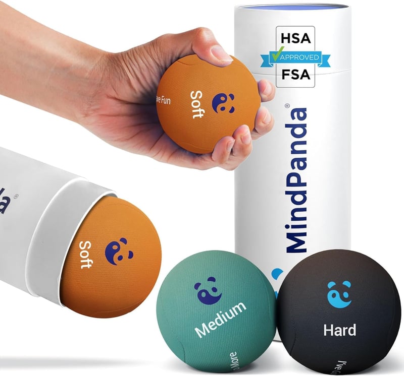 MindPanda Stresszoldó Gél Labda Szett - 3 Keménységű Kézterápiás Szorongáscsökkentő Squeeze Ball
