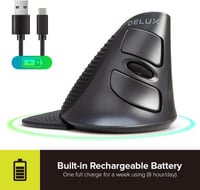 DeLUX M618G GX ergonomikus vezeték nélküli függőleges egér, csuklótámasszal, karpális alagút szindrómára 4