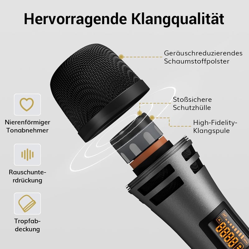 TONOR UHF Vezeték Nélküli Mikrofon Szett Kézi/Csíptetős/Fejhallgatós/Csiptetős Mikrofonokkal, 20 Csatorna, 60m 