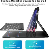 FOGARI Bluetooth Billentyűzet Samsung Galaxy Tab S9 Ultra 5G 14,6" Tablethez - Levehető Mágneses Tok 7 Színű Háttérvilágítással, Fekete 4