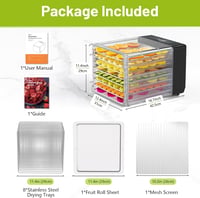 Reemix Aszaló 8 Szintes, 600W Teljesítményű, LED Kijelzős Gyümölcsszárító 30-75°C Hőmérséklet Szabályozással, 48 Órás Időzítővel, Mosogatógé 7