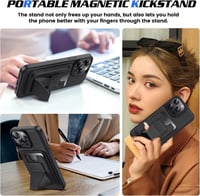 iPhone 14 Pro Max Bőr MagSafe Tok Kártyatartóval és Állvánnyal - Fekete 2