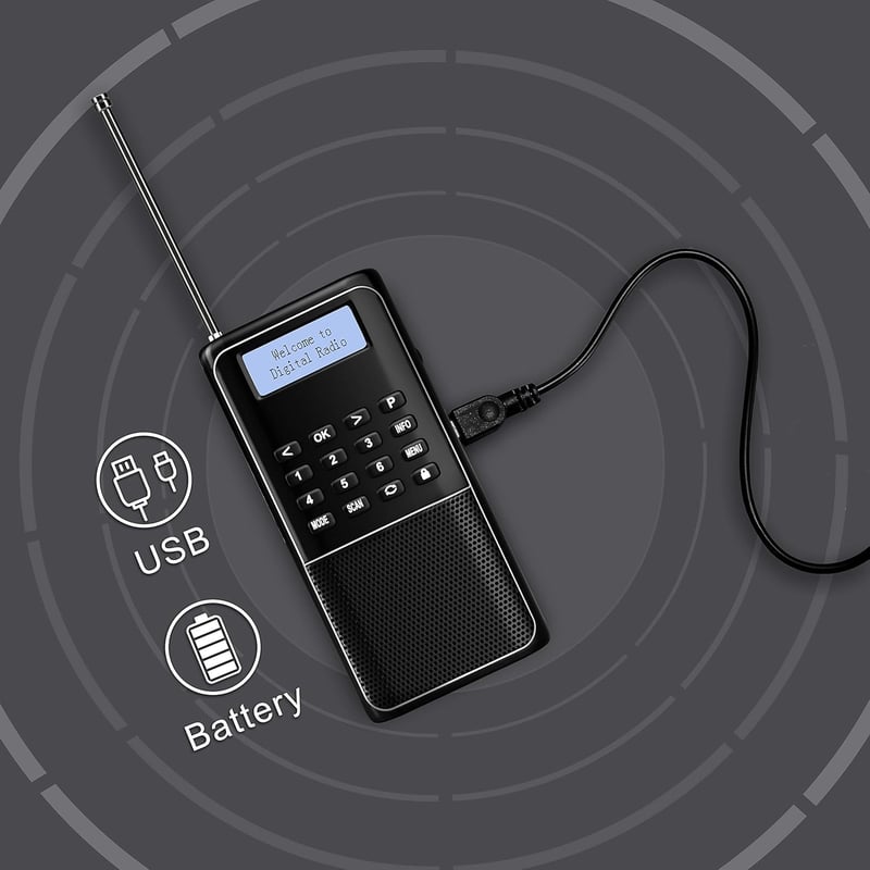 Raddy RD23 Hordozható DAB+ Digitális Rádió Bluetooth-szal, Fekete