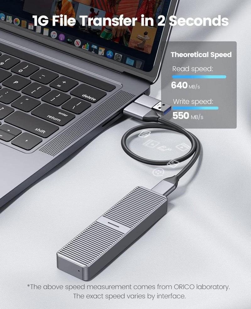 ORICO M.2 SATA SSD Ház USB-C Csatlakozóval, Alumínium, 6Gbps Sebesség