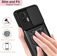 Motorola Edge 30 Neo csúsztatható kamerás védőtok, 360°-os gyűrűvel, mágnessel - Fekete 5