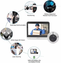 BuyWeek Vezeték Nélküli Ajtókamera 1080P - 4,3" Színes Kijelzős Digitális Kitekintő Mozgásérzékelővel, Éjjellátóval és Kaputelefonnal, WiFi  3