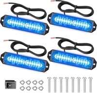 Dinfu 4x12 LED Kék Villogó Fény - 12V/24V Autó Stroboszkóp 21 Villogási Móddal - IP67 Vízálló Figyelmeztető Fénysáv Teherautókhoz, Traktorok 1