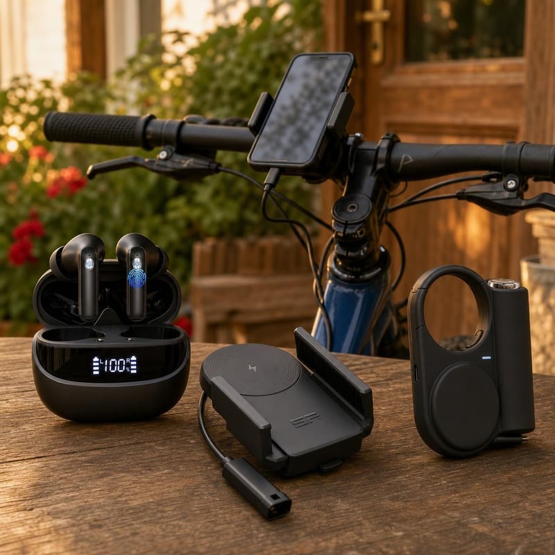 Pachet Muzică în Mișcare: căști sport + suport telefon cu încărcare + power bank 5000 mAh