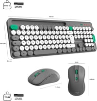 AD ADVANCE PEP'S Vezeték Nélküli Billentyűzet és Egér Szett - Kerek Gombokkal, Csendes Működéssel, 2.4GHz Kapcsolattal, Számgombokkal és Tel 7