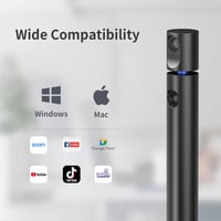 CZUR Halo Full HD 1080P Webkamera - 180° Forgatható Dupla Kamerás Streamcam Mikrofonnal, 90° Látószög, USB-C Csatlakozás, Zoom/Skype/Teams K 6
