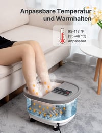 RENPHO Elektromos Lábfürdő Masszírozó Melegítéssel, Buborék Jetekkel és Vörös Fénnyel, Shiatsu Lábmasszázs Kád Fehér 2