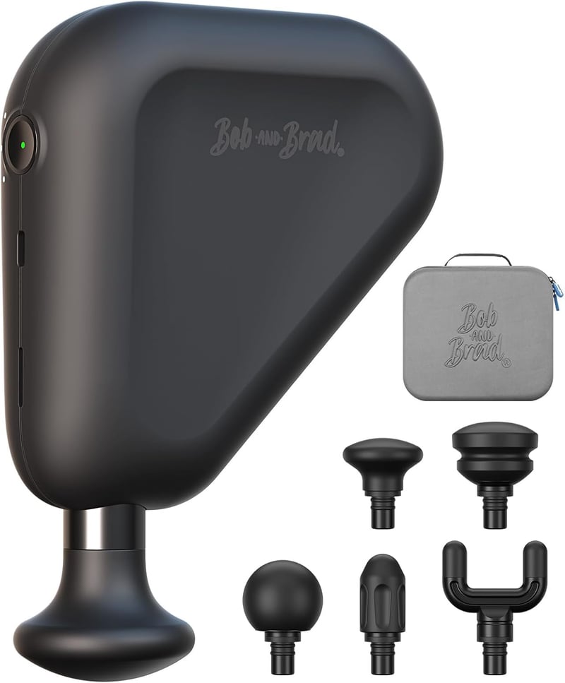 Bob and Brad Air 2 Mini Masszázspisztoly - 12mm Amplitúdó, 4800mAh Akkumulátor, Hordozható, USB-C Töltés, Fekete