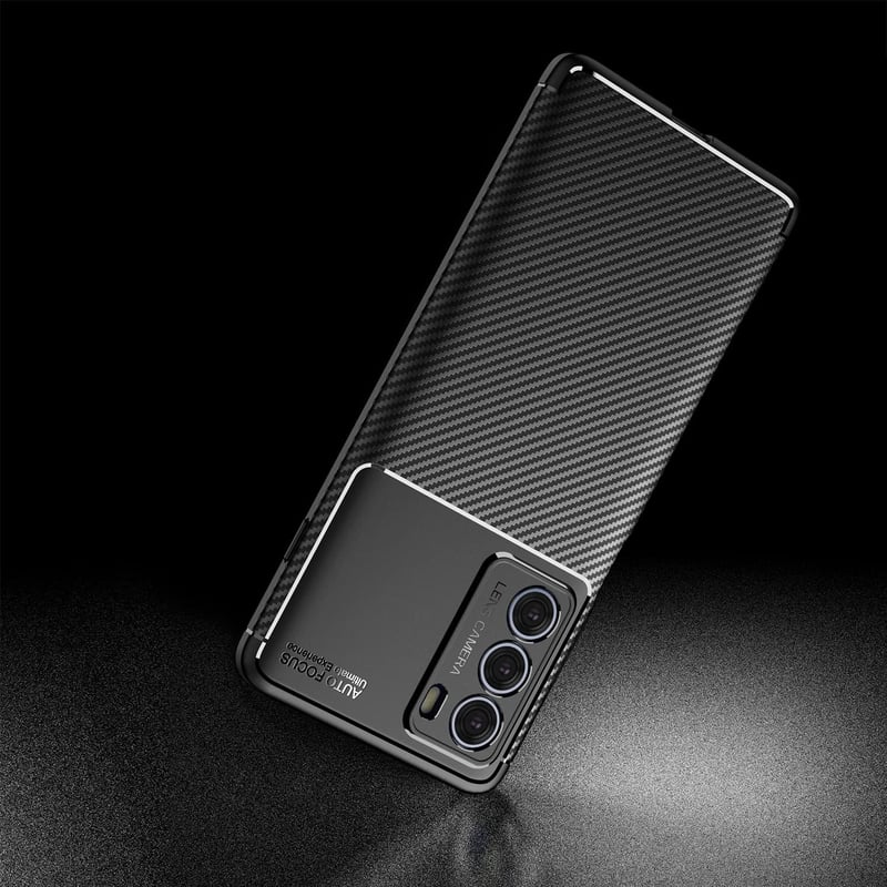 Motorola G200 5G szénszálas, ütésálló tok - koromfekete