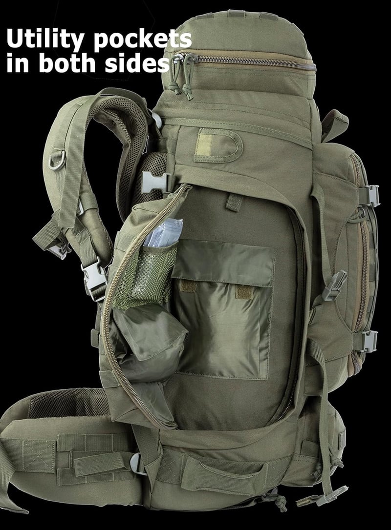 BACKFERRY Nagy Katonai Hátizsák 80L - Taktikai Túrazsák Terepszínű Kivitelben - Kemping, Túrázás, Bushcraft Kalandokhoz - Unisex Hátizsák