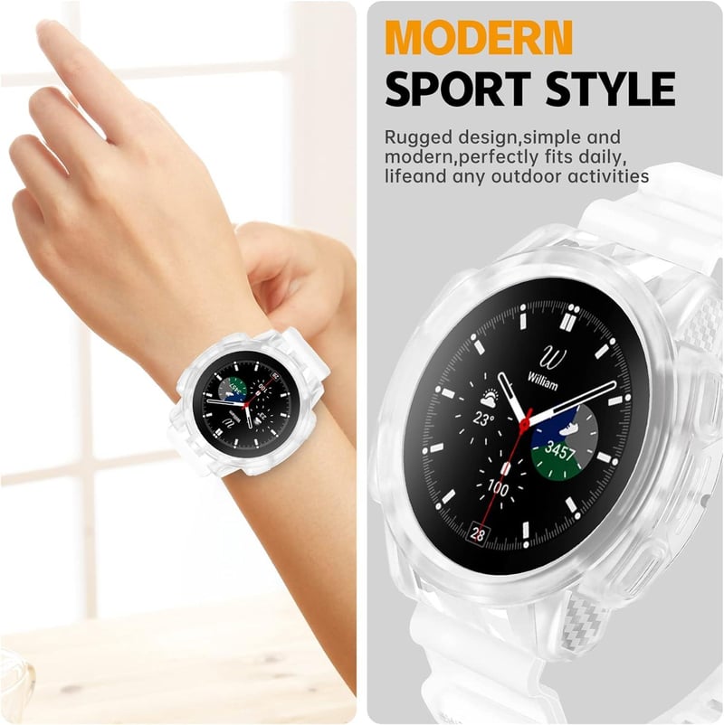 Samsung Galaxy Watch 4 Classic 42mm-es Fehér Szilikon Szíj és Védőtok Szett